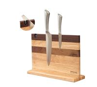 BRENZAA - Ceppo magnetico per coltelli, in legno spesso, con forti magneti, multifunzione, a doppio lato, organizer per coltelli da cucina