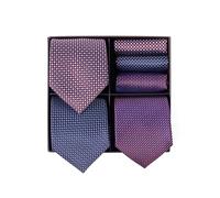 BRERA 67-3 Pezzi Cravatta Uomo elegante + 3 Pezzi fazzoletto da taschino uomo, Set uomo con confezione regalo, Cravatte e Pochette Classiche