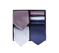 BRERA 67-3 Pezzi Cravatta Uomo elegante + 3 Pezzi fazzoletto da taschino uomo, Set uomo con confezione regalo, Cravatte e Pochette Classiche
