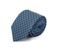 BRERA 67 Cravatta Uomo Blu Geometrico Elegante in Seta | Cravattino per Completo 150x7 | Cravatte Slim per Vestito da Cerimonia e per Abiti da Lavoro