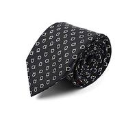 BRERA 67 Cravatta Uomo Nero Ferri di Cavallo Elegante in Seta | Cravattino per Completo 150x7 | Cravatte Slim per Vestito da Cerimonia e per Abiti da Lavoro