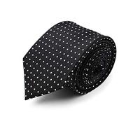 BRERA 67 Cravatta Uomo Nero Micro Pois Bianchi Elegante in Seta | Cravattino per Completo 150x7 | Cravatte Slim per Vestito da Cerimonia e per Abiti da Lavoro