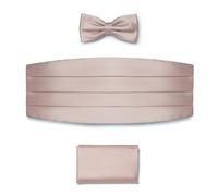 BRERA 67 Fascia da Smoking + Papillon + Fazzoletto da Taschino Color Rosa taglia L-XL in raso, Set 3 pezzi Accessori da Uomo Classico per Abiti Eleganti