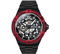 Brera Milano Orologio Uomo Supersportivo Evo 45mm Automatico Cassa Nera, Quadrante Nero Scheletrato - Bracciale Nero