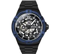 Brera Milano Orologio Uomo Supersportivo Evo 45mm Automatico Cassa Nera, Quadrante Nero Scheletrato - Bracciale Nero
