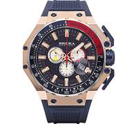 BRERA OROLOGI Orologio Uomo Acciaio Cassa Oro Rosa Analogico al Quarzo Cinturino in Gomma mod. Granturismo Brgtc5405