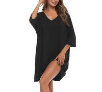 Bresdk Camicia da Notte Donna Cotone Modal Morbida Camicie da Notte Manica 3/4 Scollo a V Eleganti Taglie Forti Vestiti Premaman con Tasche