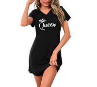 Bresdk Camicia da Notte Donna Estiva Cotone a Maniche Corta Eleganti Vestito da Notte