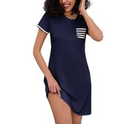 Bresdk Camicia da Notte Donna Estiva Elegante Camicie Notte Manica Corte Comodo Vestito da Notte Pigiama Loungewear Abito S-3XL