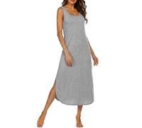 Bresdk Camicia da Notte Donna Senza Maniche con Spalline Larghe e Scollatura a V a per L'Estate, Dormire o Moment di Relax all'Aperto Grigio L