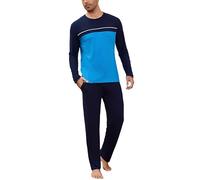 Bresdk Pigiama Uomo Invernale Cotone Lungo Manica Lunghe e Lunga Pantaloni | Pigiami uomo invernali due pezzi, Leggero, Collo Rotondo， a righe, tasche e coulisse, tasche laterali, S-3XL