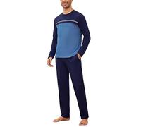 Bresdk Pigiama Uomo Invernale Cotone Lungo Manica Lunghe e Lunga Pantaloni | Pigiami uomo invernali due pezzi, Leggero, Collo Rotondo， a righe, tasche e coulisse, tasche laterali, S-3XL