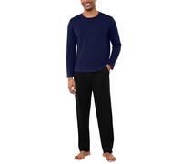 Bresdk Pigiama Uomo Invernale Cotone Lungo Pigiami Caldo Cotone Due Pezzi Maniche Lunghe e Pantaloni Lunghi a Quadri con Tasche Loungewear per Casa S-3XL