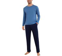 Bresdk Pigiama Uomo Invernale Cotone Lungo Pigiami Caldo Cotone Due Pezzi Maniche Lunghe e Pantaloni Lunghi a Quadri con Tasche Loungewear per Casa S-3XL