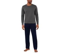 Bresdk Pigiama Uomo Invernale Cotone Lungo Pigiami Caldo Cotone Due Pezzi Maniche Lunghe e Pantaloni Lunghi a Quadri con Tasche Loungewear per Casa S-3XL