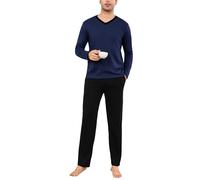 Bresdk Pigiama Uomo Set Lungo in Cotone Invernale Abbigliamento da Notte per Uomini S-4XL