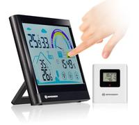 Bresser 7007402 - Stazione meteorologica radio con schermo tattile e termoigrometro con avviso ventilazione, nero