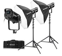 Bresser BR 180RGB Kit studio doppio COB LED con softbox, 180 W, Bowens | 2 luci RGB, 2700 a 6500 K, CRI 97 plus, controllo app, DMX512, 20 effetti, 2 octabox, 2 stativi, borsa da trasporto