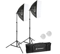 BRESSER BR-225B - Set di luci diurne a LED | 2 lampade LED da 50 W, 5500 K, CRI oltre 85, diffusori, stativi fino a 180 cm, borsa, ritratto, prodotto e video
