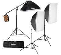 Bresser BR 235B Kit luce LED fotografico con 3 softbox e 15 lampadine