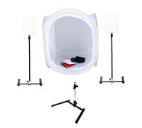 Bresser BR 2820L Lightbox 60 cm con Illuminazione LED per Prodotti | Due lampade LED da 20 W e 2100 lumen, luce 5500 K, quattro sfondi, treppiede, immagini con riflessi ridotti