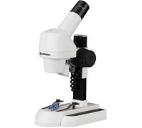 Bresser Junior 8856500 - Microscopio con ingrandimento 20x, piastra bicolore, illuminazione a LED, colore: Bianco