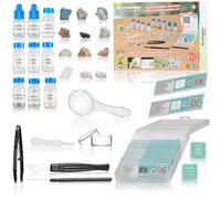 Bresser Junior kit accessori per microscopia con QR oltre 40 pezzi | 20 vetrini preparati, 12 rocce, informazioni QR, strumenti di preparazione, vetrini vuoti, coprioggetti, lente, piastra Petri