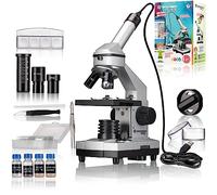 Bresser Junior Microscopio 40x-1024x | 5 vetrini preparati e portaoggetti, Fotocamera oculare USB HD, Corpo metallico, Luce LED, Kit Artemia, Windows 10 e 11