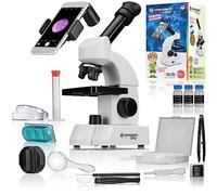 Bresser Junior Microscopio per Bambini 6 anni 40x-640x con adattatore | Luce trasmessa, Adattatore smartphone, Vetrini preparati e vuoti, Oculare zoom, Ruota filtri, Funziona a batterie