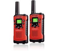 Bresser Junior Walkie Talkie bambini set da 2 portata 6 km VOX rosso | 8 canali, 10 suonerie, torcia integrata, clip da cintura, display illuminato, volume regolabile, 8 batterie AAA incluse