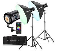 Bresser Kit Luci LED Studio 2x 135W RGB con Softbox Controllo App & Attacco Bowens per Foto & Video