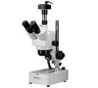 Bresser microscope trinoculaire stéréo zoom 10x-160x lumière incidente/transmise avec caméra UHD 3840x2160 pixels Sony capteur C-Mount noir