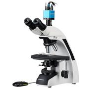 Bresser microscopio biologico con telecamera MikroCam Mini Full HD HDMI, obiettivi planacromatici 4x-100x, oculari WF 10x, illuminazione LED, ideale per laboratorio e presentazioni