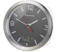 Bresser Mytime 8020116 - Orologio da parete termico/igrometro con termometro e igrometro con 4 potenti ventose per appendere o appoggiare, colore: grigio, 17 cm