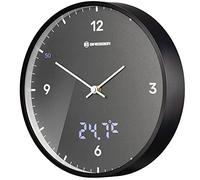 Bresser MyTime LEDsec - Orologio da parete radiocontrollato con quadrante da 24 cm, display a LED, temperatura interna e movimento silenzioso, colore: antracite