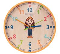 BRESSER Orologio da parete per bambini, silenzioso, con famiglia Flora, Luna o Lukas su quadrante colorato, 25 cm, arancione, standard