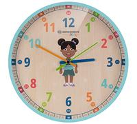 BRESSER Orologio da parete per bambini, silenzioso, con famiglia Flora, Luna o Lukas su quadrante colorato, 25 cm, blu, standard