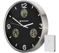BRESSER Orologio da Parete radio controllato MyTime io NX con Termometro e Igrometro - Diametro 30 cm nero