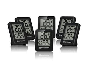 Bresser - Set di 6 termoigrometri ClimaTemp per controllare il clima della stanza - Dimensioni: 45 x 58 x 13 mm/Peso: 27 g - Contenuto della confezione: 6 termoigrometri, 6 batterie CR2032, istruzioni