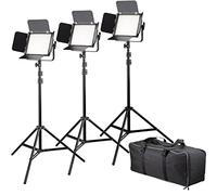 Bresser Set Luci LED 3x Bi-Color 36W 3200-5600K CRI95 dimmerabili con stativi e borsa