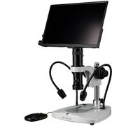 Bresser set microscopio digitale con telecamera MikroCam MINI Full HD e display HDMI 13,3" - ottica zoom 0,7x-4,5x, ideale per misurazioni e presentazioni