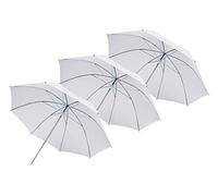 Bresser SM 02 Set 3 ombrelli traslucidi bianchi 84 cm per flash studio | Tessuto traslucido, luce diretta e indiretta, stecche metalliche robuste, pieghevoli, per flash con attacco ombrello