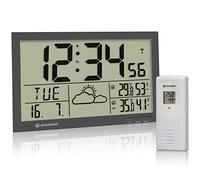 Bresser Stazione meteo radio con sensore esterno MyTime Jumbo LCD orologio con cifre extra grandi per tavolo e montaggio a parete, grigio