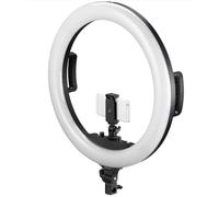 Bresser STR 48B Luce ad anello LED bicolore 48 W dimmerabile con supporto | 4800 lumen, 3200 a 5600 K, regolazione continua, supporti fotocamera e smartphone, ricarica USB, borsa inclusa