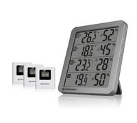 Bresser Termoigrometro Set con 3 Sensori Wireless Temperatura Umidità Allarme Display