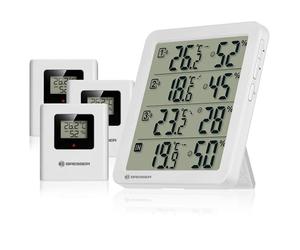 Bresser Termoigrometro Set con 3 Sensori Wireless Temperatura Umidità Display Allarme