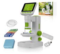 Bresser Youngster Microscopio digitale LCD per bambini, display da 3,5", ingrandimento 11,4x-129,8x, foto 4K, video Full HD, microscopio portatile e da tavolo, batteria