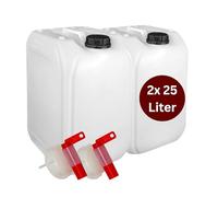 Brestol® 2 taniche per acqua da 25 l, con rubinetto (DIN 61), senza BPA e per alimenti, taniche di plastica vuote per acqua potabile, prodotti chimici, diesel e olio, resistenti agli acidi, inodori,