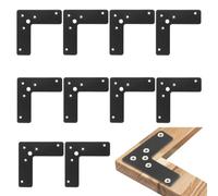 Bretelle angolari in acciaio laminato a freddo da 10,2 cm, confezione da 10 staffe piatte a L per la riparazione di telai in legno e mobili, piastre di rammendo nere con capacità di carico 33