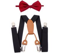 Bretelle Bambini con Fiocco Cravatta Set 4 Clip Cinghia Elastica Regolabile Poli